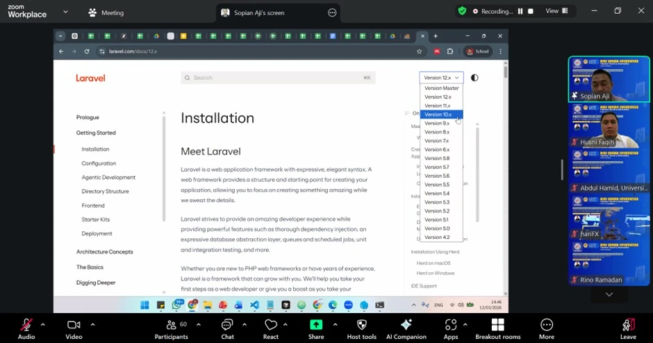 Workshop memperkuat kemampuan dosen dalam mengembangkan aplikasi web modern melalui integrasi backend dan frontend.